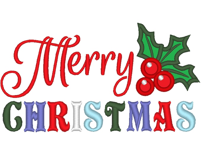 Merry Christmas, simple Merry Christmas saying, Merry Christmas wishes, - machine embroidery designs 4x4, 5x7 and 6x10 INSTANT DOWNLOAD