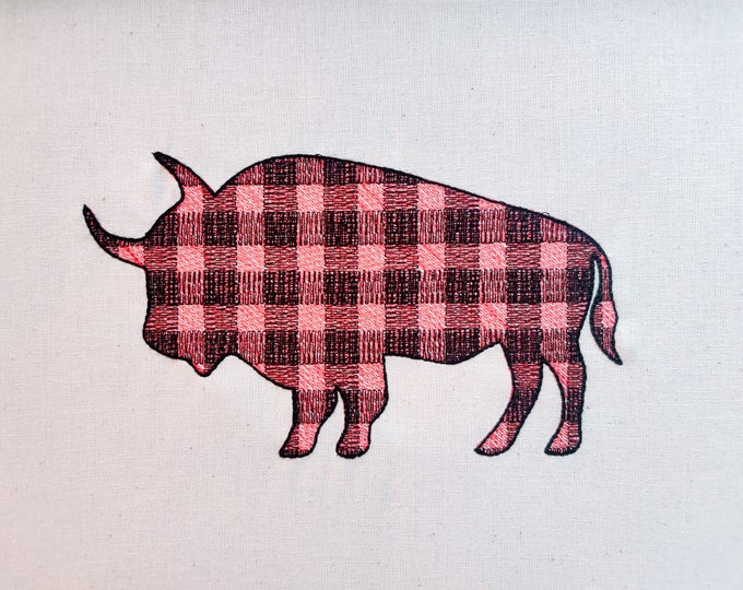 Light stitch Plaid Bison buffalo Silhouette gingham tartan Machine embroidery designs - 2, 3, 4, 5, 6, 7, 8 inches