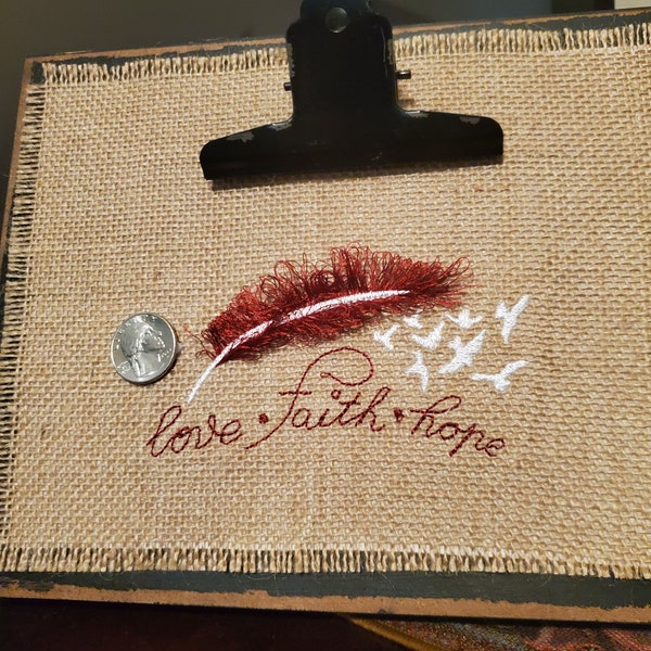 Love Faith Hope Fringed Feather machine embroidery designs bold Saying tattoo fringe in the hoop ITH for hoop 4x4  5x7 Fuzzy Fluffy Feather