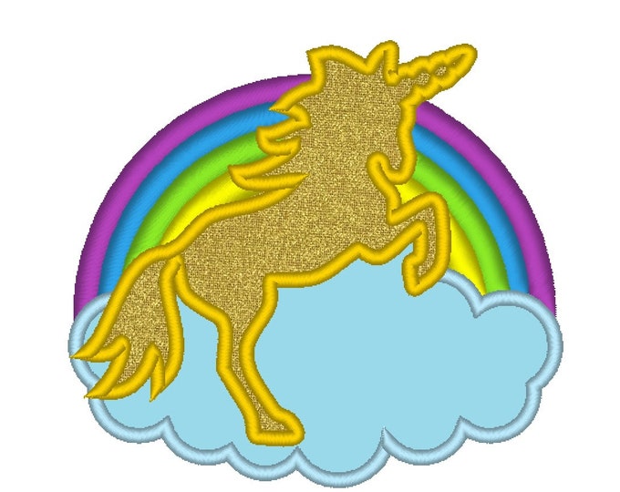 Rainbow unicorn applique designs - rainbow machine embroidery designs, magic horse unicorn pattern for hoop 4x4, 5x7, 6x10 multiple sizes