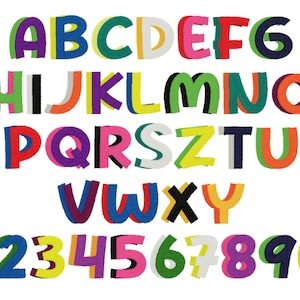 Shadow font shadowed kids name monogram colorful embroidery font Shadow Font fill stitch machine embroidery designs size 1, 1.5, 2, 2.5in