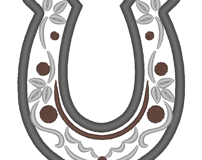 Romantic Horseshoe - machine embroidery applique and filled designs - 2, 3, 4, 5 and 6 inches,