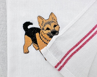 Cute Playing German Shepherd Puppy Dog Mama kitchen dish towel pet animal kids machine embroidery designs ITH project simply in the hoop