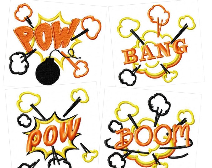 DISCOUNT 30 OFF Boom, Pow, pow, bang!  machine embroidery designs, accent designs