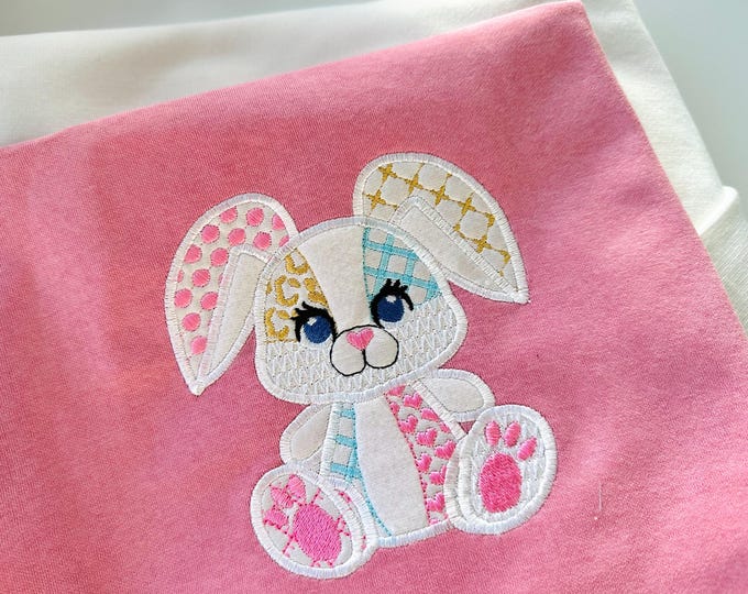 Cute patterned Bunny toy Applique machine embroidery designs kids baby outfit lovely pillow little Bunny patchwork for hoop 4x4 5x7 8x8