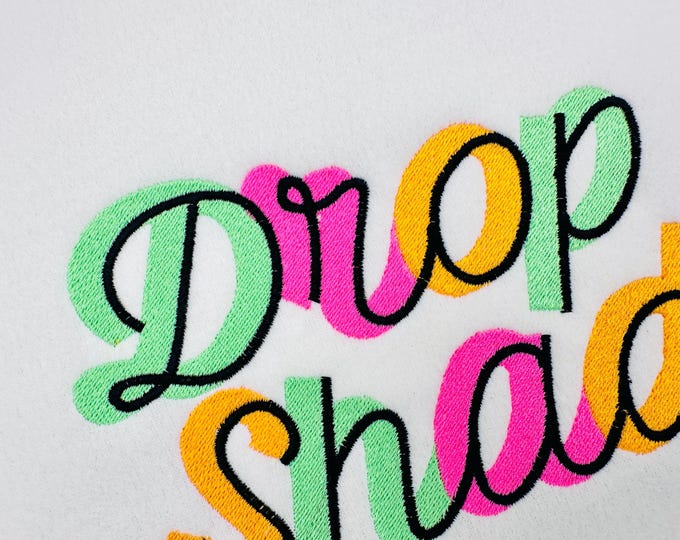 Handwritten Drop Shadow Pop FONT fill stitch double 2 color Alphabet letters Monogram machine embroidery designs sizes 1 up to 2.9 inch BX