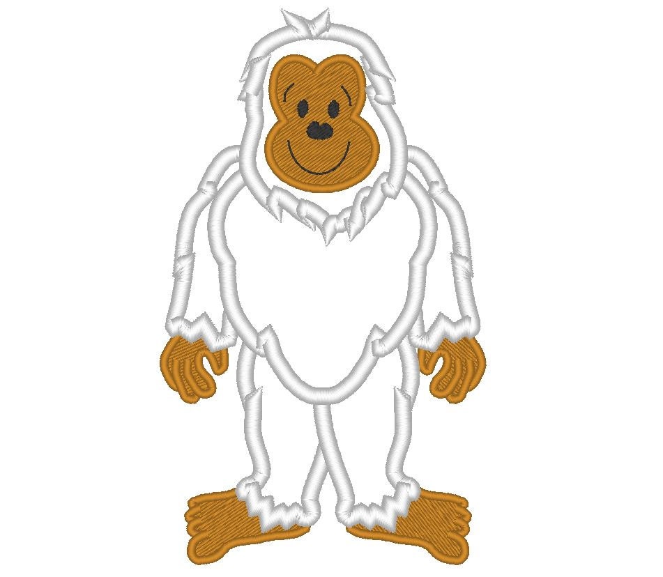 Yeti   machine embroidery applique and filled designs file  4x4