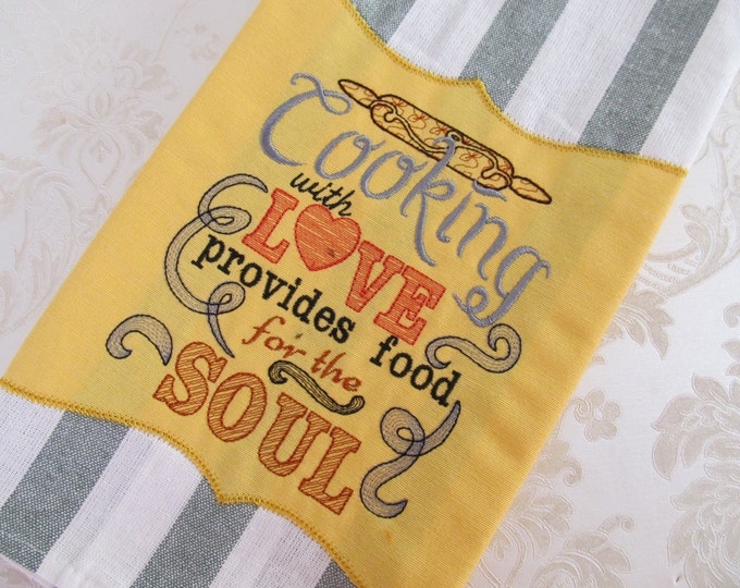 Cooking with love provides food for the soul - quick stitch embroidery designs INSTANT DOWNLOAD