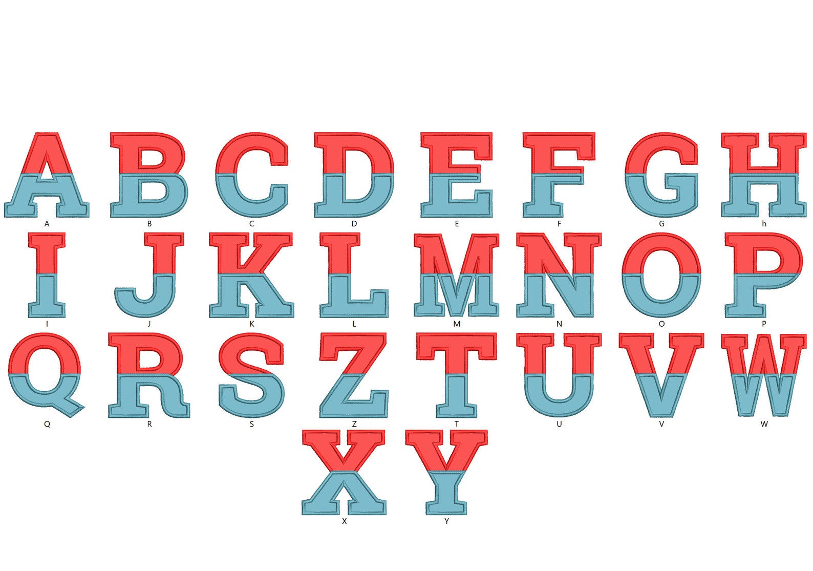 2 Colors Block Split Divided FONT Collegiate Alphabet Font Letters 2 ...