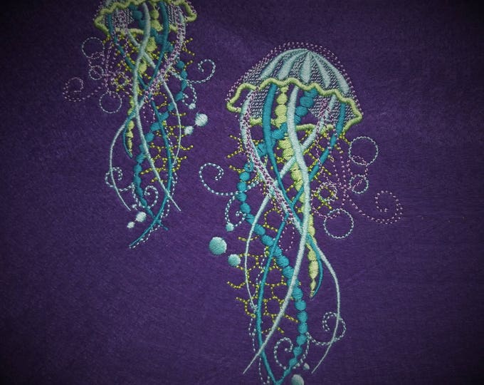 Awesome curl and stunning jellyfish shadow machine embroidery designs assorted sizes for hoop 4x4 5x7 jellyfish silhouette nautical summer