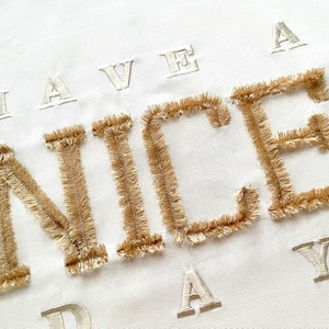Fringed fluff faux chenille Varsity Font Athletic Sport block alphabet letters machine embroidery designs 2.2 thru 4.4 in + mini font