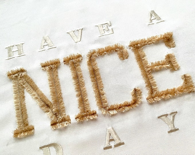 Fringed fluff faux chenille Varsity Font Athletic Sport block alphabet letters machine embroidery designs 2.2 thru 4.4 in + mini font