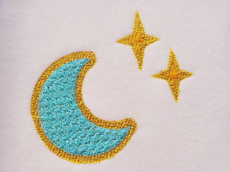 Crescent Moon half Moon Faux patch chenille stitches and Glitter HTV scraps glitter vinyl machine embroidery designs by Artapli embroidery format PES HUS JEF EXP DST VIP VP3 XXX instant download