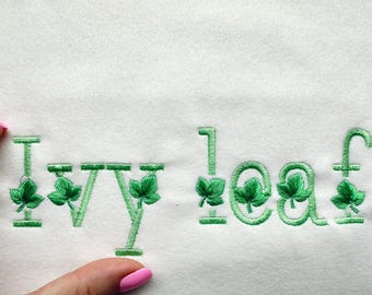 Satin stitch Ivy Leaf Font SET of 2 types Alphabet letters Floral Ivy Leaves Monogram machine embroidery designs mini sizes 1 up to 2 inch