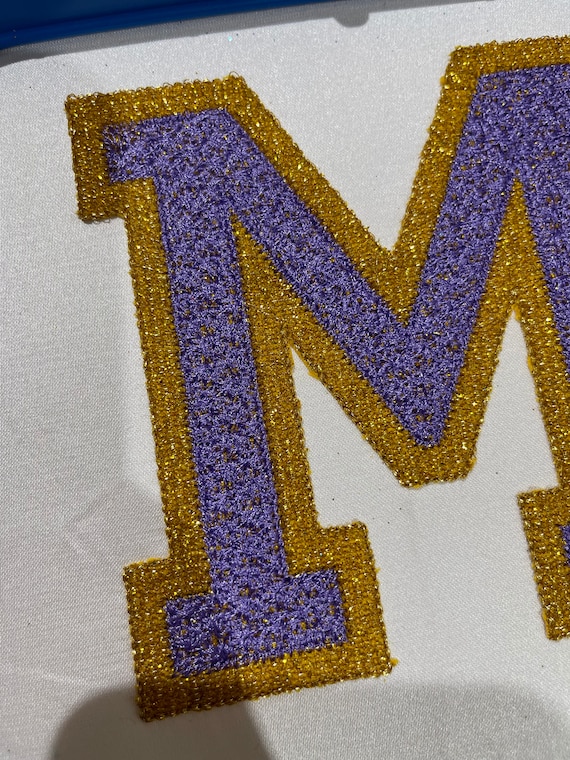 Faux chenille Glitter HTV  Font Athletic Sport Varsity glitter vinyl alphabet letters machine embroidery designs sizes 2.5 thru 4.5 in  BX