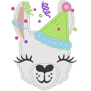 Llama alpaca Birthday hat outfit  llama with confetti  Applique Design Baby lama machine embroidery applique designs 4x4 5x7 6x10