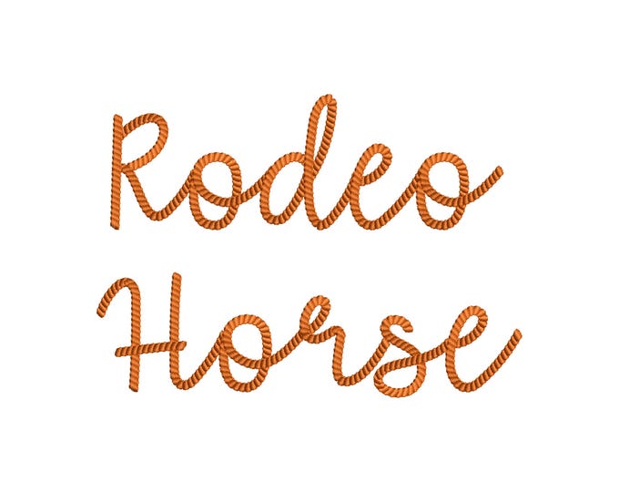 Rope stitch FONT Rodeo Horse Berry Cowboy Alphabet Monogram Machine Embroidery Designs handwritten script Font sizes 1.2 up to 3 inch BX