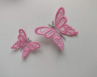 Cute FSL Butterfly Dimensional Free standing lace machine embroidery design ITH in the hoop 4x4 assorted sizes kids hairclip hairpin lace