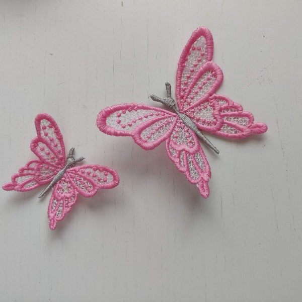 Cute FSL Butterfly Dimensional Free standing lace machine embroidery design ITH in the hoop 4x4 assorted sizes kids hairclip hairpin lace