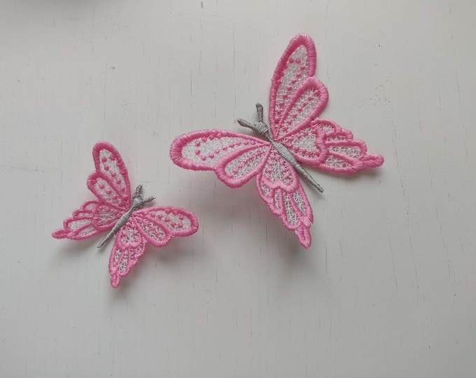 Cute FSL Butterfly Dimensional Free standing lace machine embroidery design ITH in the hoop 4x4 assorted sizes kids hairclip hairpin lace