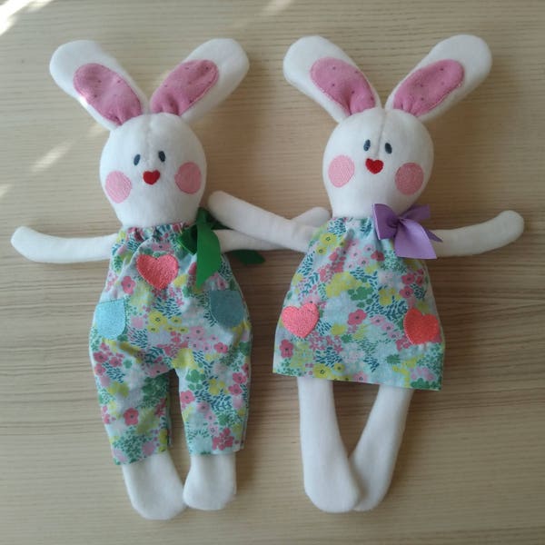 Pretty bunnies ITH embroidery In The Hoop Machine Embroidery designs clothing dress and trousers simply ITH Easter bunny toy kids children