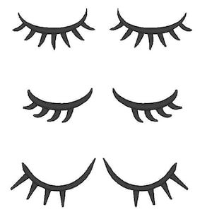 Könnte beinhalten: Vier schwarze Wimpern in Form eines geschlossenen Auges. Die Wimpern sind paarweise angeordnet, wobei jedes Paar in die gleiche Richtung zeigt.