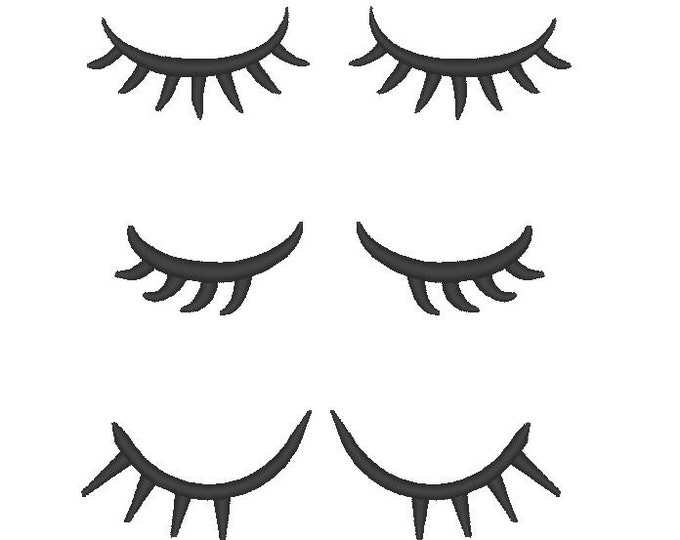 Blinking eyes with lashes - 3 different types - embroidery designs Face mask