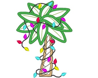 Christmas Tropical Holiday Palm Tree  - machine embroidery applique and fill stitch designs - for hoops 4x4, 5x7, 6x10  INSTANT DOWNLOAD