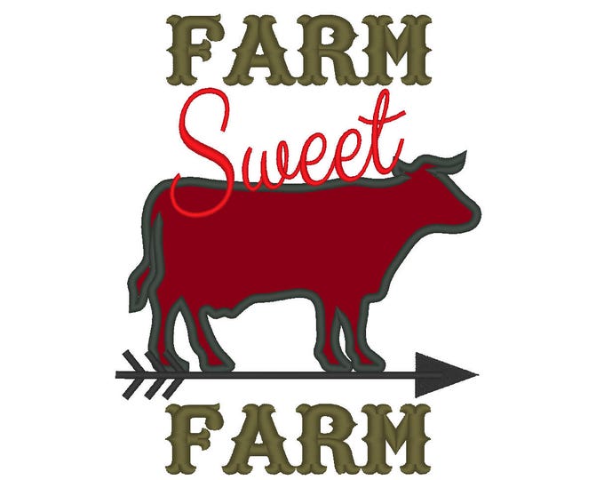 Farm Sweet Farm, Home sweet Home, farmer saying machine embroidery designs  5x7 fill and applique 6x10 applique - garden flag, home banner