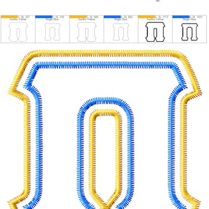 Puede incluir: Un dise&ntilde;o de bordado digital de la letra "I" en una fuente audaz y de bloque. El dise&ntilde;o est&aacute; delineado con hilo amarillo y azul, creando un efecto tridimensional. El dise&ntilde;o mide aproximadamente 11,5 cm por 11,5 cm.