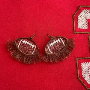 Football Fringed earrings Sport charm necklace pendant FSL freestanding lace cheer machine embroidery designs sports ITH in the hoop team
