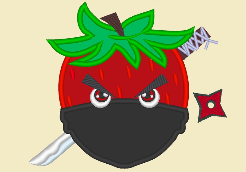 Fruit Ninja Strawberry Ninja Machine Embroidery Fill Stitch Etsy