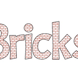 Bricks Font light sketch outline machine embroidery design font alphabet letters sizes 1.5, 2, 3, 4in BX included boy brick wall monogram