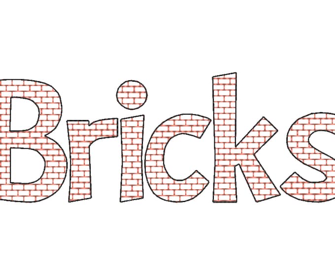 Bricks Font light sketch outline machine embroidery design font alphabet letters sizes 1.5, 2, 3, 4in BX included boy brick wall monogram