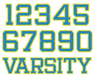 Mini Varsity Collegiate type Font machine embroidery designs - capital letters and numbers 2 colors fill stitch and outline alphabet, BX