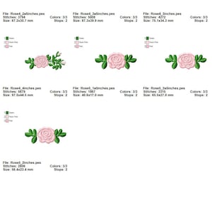 Accent Mini Rose Flower SET of 5 Types Light Stitch Machine Embroidery ...