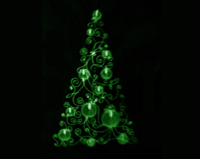 Christmas tree / Glow in the dark special designed machine embroidery / size  5x7 / file