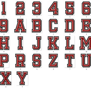Varsity Collegiate, Collegiate block type Font machine embroidery designs sport letters and numbers, 3 colors fill stitch