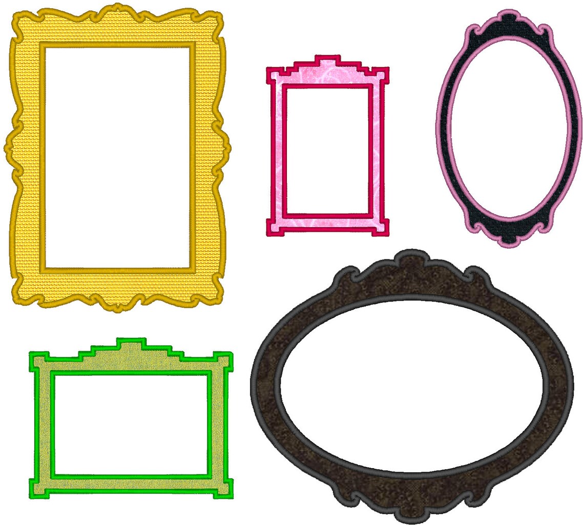 FRAMES Machine Embroidery Applique Designs Set of 5 Single Etsy