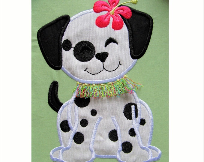 Aloha Hawaii flower puppy, dog applique embroidery -  machine embroidery applique designs - 4, 5, 6, 7 inches INSTANT DOWNLOAD