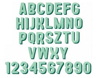 Schatten Schrift Stickmuster Schatten Monogramm bunte Stickerei Schrift Varsity Shadow Schrift Füllstich Stickmaschine Stickmuster Sport