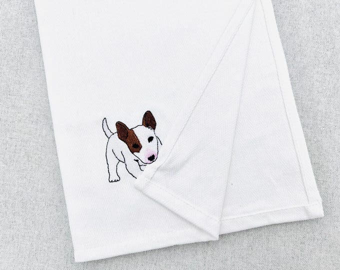 Cute playing Bull Terrier Puppy Dog kitchen dish towel animal machine embroidery designs ITH in the hoop Miniature Staffordshire American