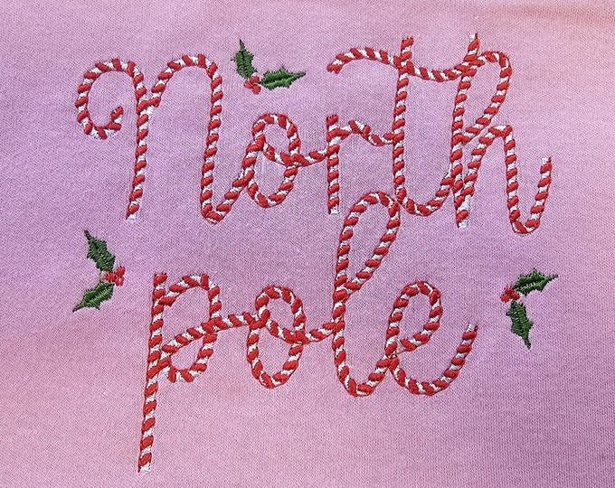 Candy Stripe FONT candy cane stitch 2 colors alphabet Christmas stocking monogram letters machine embroidery designs sizes 1.3 up to 3.6in