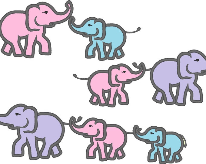 Lovely Elephants family 4x4, 5x7 and 6x10  INSTANT DOWNLOAD