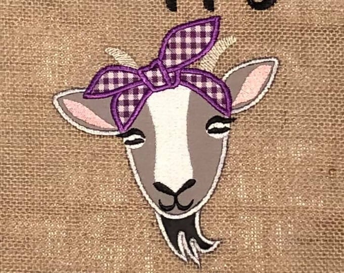 Goat face with bandanna applique machine embroidery designs applique goat embroidery for hoop 4x4 and 5x7  goat head with handkerchief