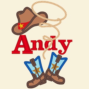 Cowboy baby boy name and font included! - machine embroidery applique designs 4x4, 5x7 INSTANT DOWNLOAD