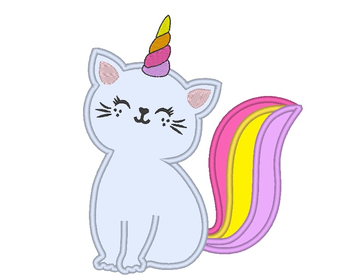 Caticorn Unicorn kitty cat Unikitty Unicat magic Kitty and unicorn horn kids Applique machine embroidery designs for pretty girl princess