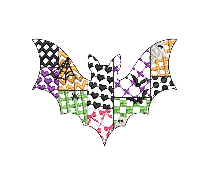 Patchwork Bat Raily Halloween Theme Awesome Patterned Flying Bat ...