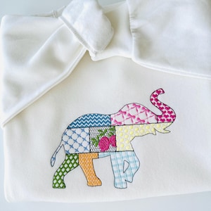 Patchwork Elephant patterned state Elephant silhouette outline machine embroidery designs sizes 5 up to 10 inch awesome t-shirt design