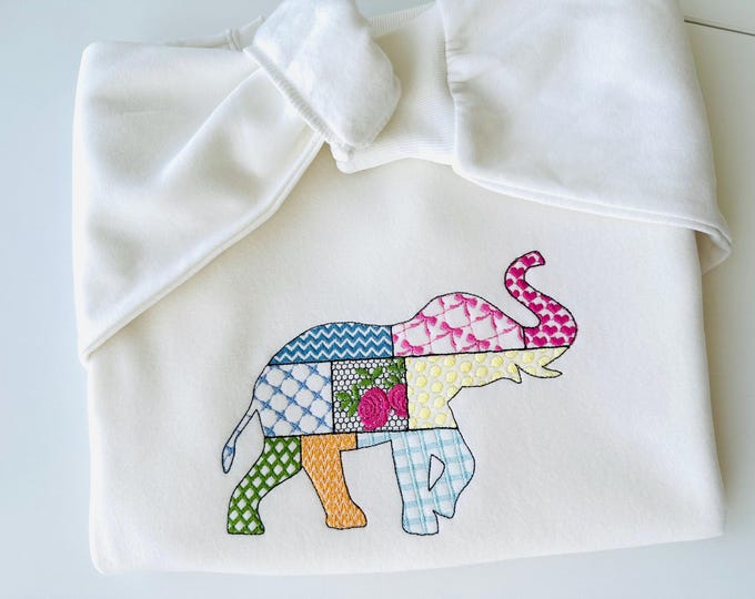 Patchwork Elephant patterned state Elephant silhouette outline machine embroidery designs sizes 5 up to 10 inch awesome t-shirt design
